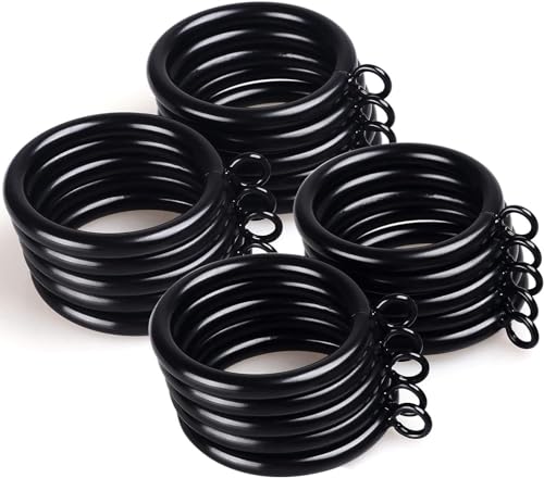 100 Pack Wooden Curtain Black Drapery Handmade Durable Rod Rings for 1-2.5 Inch Rod Pole, 2.7 Inch Inner Diameter, Natural Beechwood Ring Hook, Stylish Smooth Gliding and Easy to Install