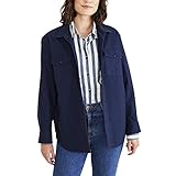 Dockers Women's Relaxed Fit Long Sleeve Shirt Jacket, (New) Navy Blazer (Canvas), X-Large
