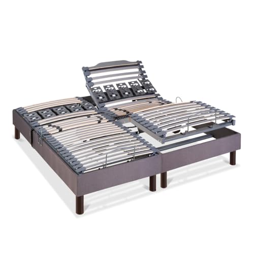 BELLECOUR LITERIE | Jeu de 2 sommiers électriques Athena 2x70x200 cm | Lattes & Plots