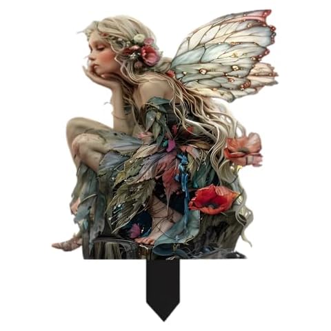 The Flower Fairy with Cheeks Garden Stake - Outdoor Decor, Acrylic Ground Insert for Potted Plants, Patio Landscape, Non-Powered, New Year's Day Occasion, Flower Theme, ldeal for Outdoor Use Cover