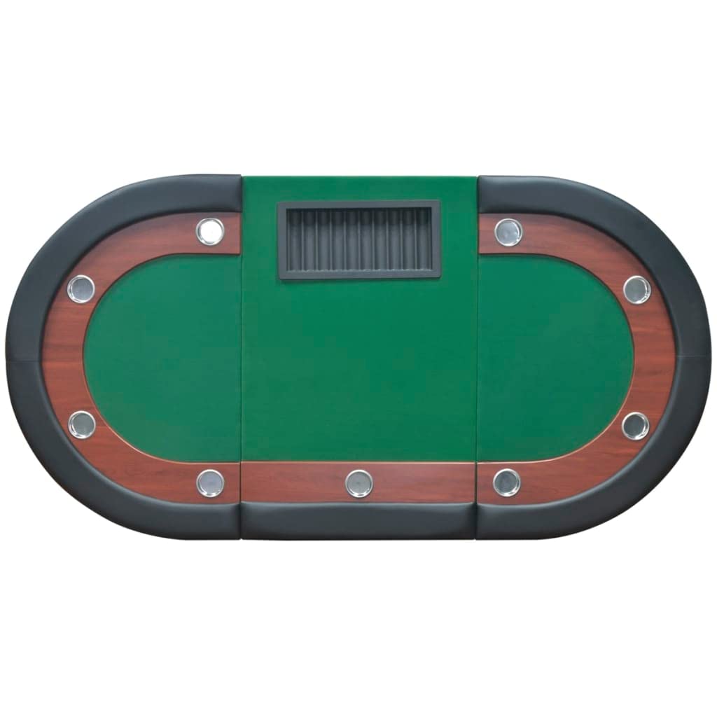 INLIFE Pokertisch für 10 Spieler mit Dealerbereich und Chipablage Grün,Grün,46KG,80133