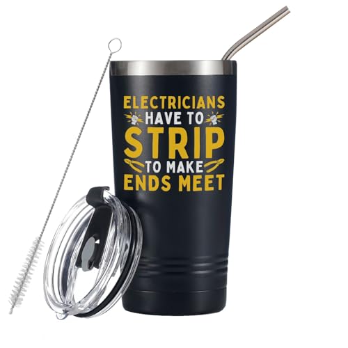 Onebttl Electrician Gifts Tumbler Travel Coffee Mug, for Dad, Husband, Father's Day, Birthday, Stainless Steel Insulated 20oz/590ml - Strip to Make Ends Meet by Onebttl - Used condition - US$10.77