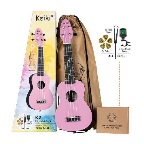 Ortega Guitars Ukulélé Soprano rose – Keiki K2 – Kit de démarrage incluant Accordeur, Courroie, 5 Médiators Medium et… - Les Beatles, Paul McCartney, John Lennon, RIngo Starr, George Harrison Ortega Guitars Ukulélé Soprano rose - Keiki K2 - Kit de démarrage incluant Accordeur, Courroie, 5 Médiators Medium et…