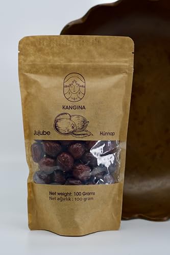 Kangina Dried Jujube Fruit 100% Natural Whole Sun-Dried Afghanistan-Grown Vegan and Gluten-Free Snack (100 g)