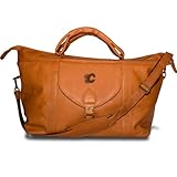 NHL Calgary Flames Pangea Tan Leather Top Zip Travel Bag