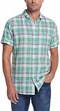 Weatherproof Vintage Mens Short Sleeve Woven Shirt (US, Alpha, X-Large, Regular, Regular, Green/Navy Plaid)