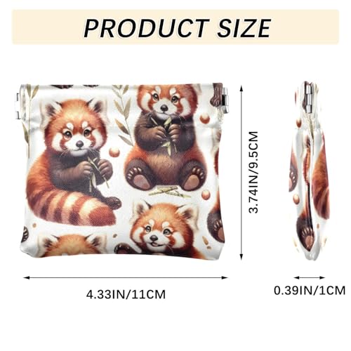 Cute Red Panda Coin Purse Leather Pouch Change Purse, Squeeze Coin Pouch for Cards, Keys & Lipsticks, Unisex3