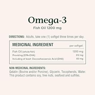 NATURE'S BOUNTY Omega-3 Fish Oil, 1200 mg, For Cognitive Health & Brain Function, Softgels, 209.8 g