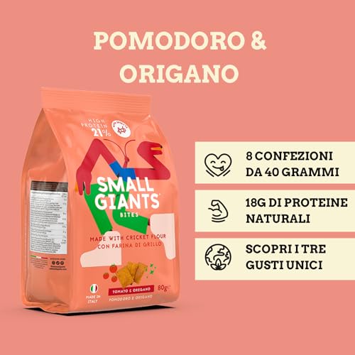 SMALL GIANTS®| Snack Proteici con Farina di Grillo - Crackers Proteici al gusto Pomodoro & Origano. High Protein, Vit.B12, Omega3, Proteine Sostenibili, Senza Zuccheri Aggiunti - Image 4