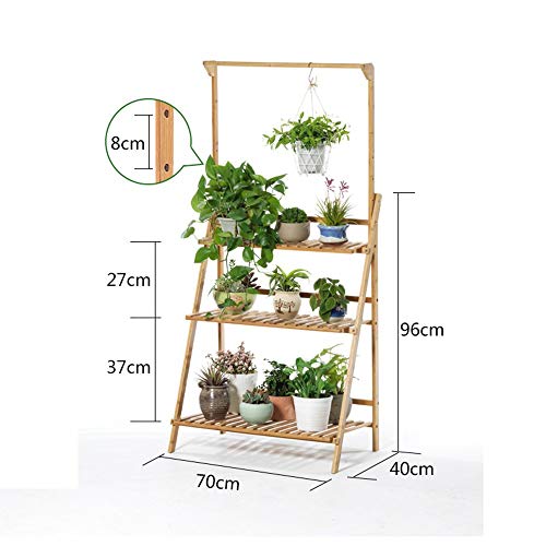 XIU Flower Stand-Flower Rack Solid Wood Living Room Multilayer Suspension Landing Flower Shelf Simple Modern Bonsai Frame Indoor and Outdoor Balcony Succulents Flower Pot Rack,70 * 96cm,1