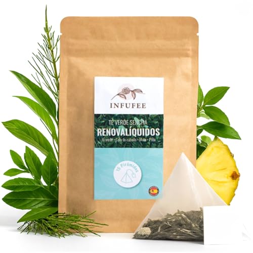 Te verde sencha con cola de caballo, mate y piña - te japonés desintoxicante - infusión dietética - infusión depurativa - Te de hierbas para eliminar líquidos (15 pirámides)