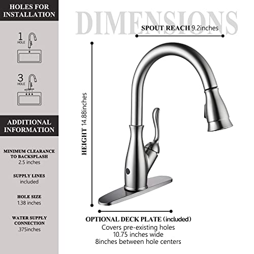 Touchless Kitchen Faucet With Pull Down Sprayer - Commercial Single Handle Motionsense Wave Sensor Hands Free Rv Sink Faucets Stainless Steel Brushed Nickel By Luxice #TOP5