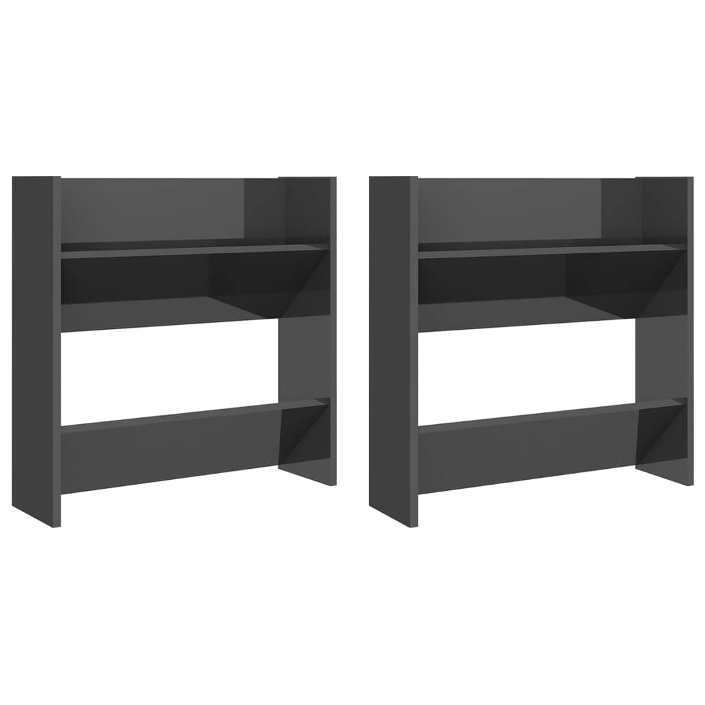 Rangement et organisation – Fournitures ménagères – Armoire à chaussures murale 2 pièces Gris brillant 60 x 18 x 60 cm