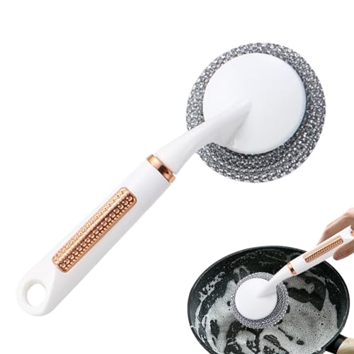Cepillo abrasivo, cepillo de alambre, cepillo rascador de alambre de acero inoxidable, cepillo para fregar ollas – Escoba para exteriores, cepillo mental para encimeras, vajilla, lavabo,