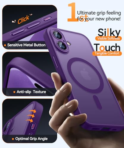 Image of CANSHN Magnetic for iPhone 17 Case, Upgraded [Full Camera Protection] [Compatible with Magsafe] [Translucent Matte] Shockproof Protective Phone Case for iPhone 17 - Deep Purple