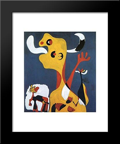 Woman and Dog in Front of The Moon 20x24 Framed Art Print by Miro, Joan