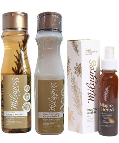Generic Hair Care Kit - Milagro Herbal Shampoo Conditioner and Toner (3 Pack) Paraben Free For All Hair Types With Rosemary and Rice Extracts 4.4E+2 Fl Oz