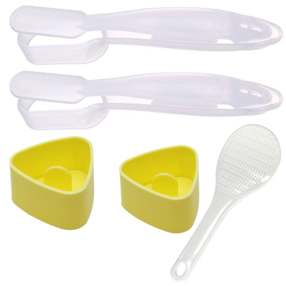 HLKQAO 5 Pcs Sushi Mold Triangle Sushi Mold with Rice Spoon Kitchen Sushi Making Mould Sushi Maker Rice Ball Maker Warship Sushi Mold Easy Sushi Kit Maker DIY Kitchen Tools