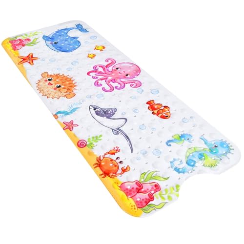 Secopad Antirutschmatte Badewanne Baby, 100x40 cm Badewannenmatte rutschfest Kinder, Badematte Kinder Badewanne oder Dusche, 100% BPA frei & Maschinenwaschbar