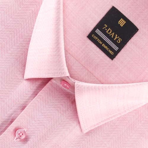 Image of 7-DAYS Premium Men's Formal Shirts - Cotton Rich, Textured Self-Design, Full Sleeve, Regular Fit, Wrinkle Resistant, with Pocket - Perfect for Office