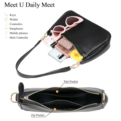 Image of YAMEIZE Trendy Small Shoulder Bags - Classic Crescent Bag with Removable Straps Tote Hobo Clutch Handbag for Women