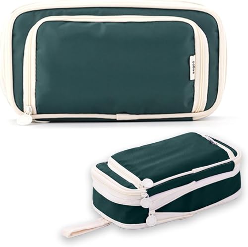 Image of Zqiue Big Capacity Pencil Cases 4 Compartment Pencil Pouch Aesthetic Large for Girls Women, Portable Pencil case with Handle, Stationery Organizer Pen Bag with Zipper for College School Office