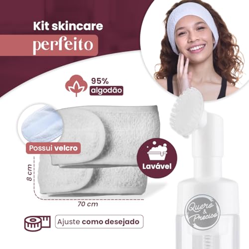 Quero & Preciso, 03 Uns Faixa Cabelo Atoalhada Facial P/Cabeça E Maquiagem Preta