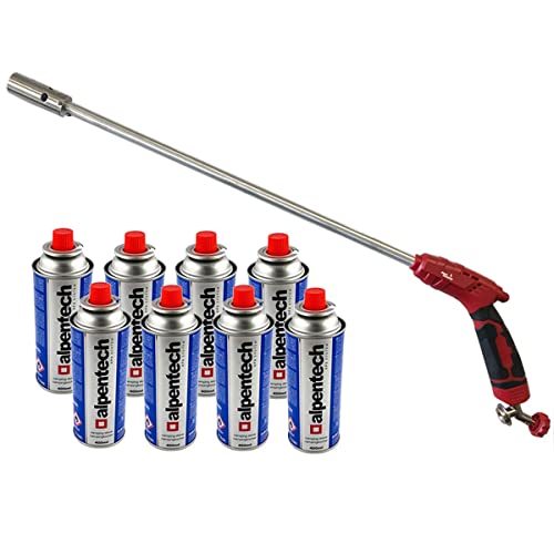 Désherbeur thermique à gaz piezo ALPEN + 8 bouteilles gaz 227 gr Brule herbes écologique Desherbant