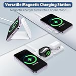 3 in 1 Apple Charging Station for iPhone Airpods iWatch - Travel Charger for Multiple Devices, Portable Foldable Charging Station - Magnetic iPhone Charger with Adaptor&Case (White) - Image 3