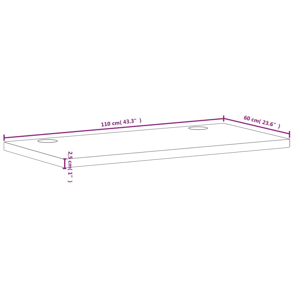 vidaXL Piano Scrivania 110x60x2,5 cm in Legno Massello di Faggio