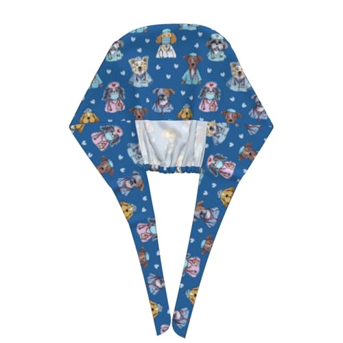 Image of Working Cap Scrub Cap with Sweatband Adjustable Unisex Tie Back Hat for Cleaning Farm Nursing