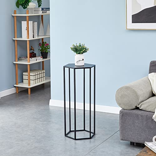Mxfurhawa 27.55" Set Of 3 Metal Plant Stand Black Nesting Display End Table High Hexagon Rack Indoor Flower Holder Corner Planter Pot Rack Living Room & Patio Decor H19/23/27 Hexgon Black #TOP5
