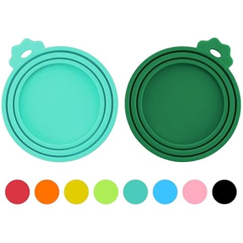 PWOD 2 Pack Pet Food Cans Lids, Silicone Food Can Covers for Dog and Cat, BPA Free/Food Safe/Universal, One Fit Most Standard Size Food Can Top Teal/Dark Green, CWGTG01 Cover