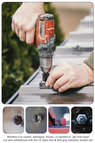Lytool Bolt Extractor Set, 13-Piece Nut & Screw Extractor Kit, Impact Lug Nut Remover, Broken/Stripped/Rounded Bolt Remover, CR-MO Steel, for Car Repair & Mechanics