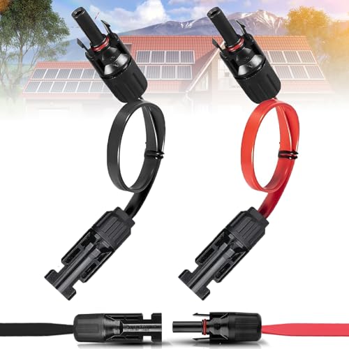 Sorlpv Solar Panel Flat Cable 6 mm, 100 cm Solar Cable Window Feed-Through Flexible with Plug and Coupling, Pack of 4 PV Flat Solar Cable for Solar Modules and Inverters