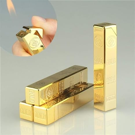 Image of Alkey Metal Gold Bar Lightr Fire Butane Gas Smoke Lighter Inflatable Cigarette Cigar Gasoline Engine Oil Lighter Gadget Cigarette Stylish Pocket Lighter