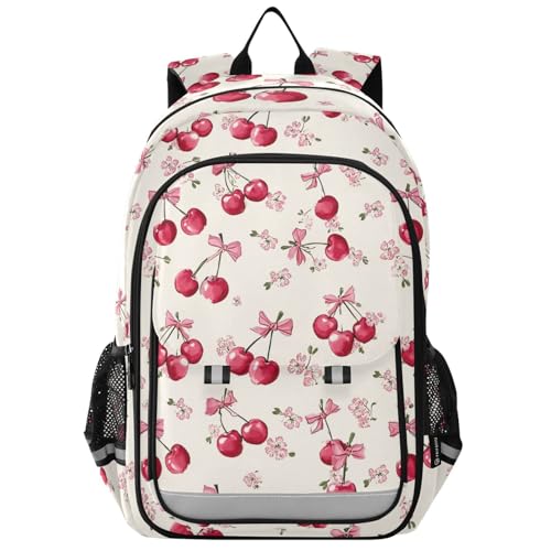 ALAZA Cherry Flower Bow Laptop Backpack Purse for Women Men School Bag 17 Inch Bookbag Student Boys Girls Travel Casual Daypack