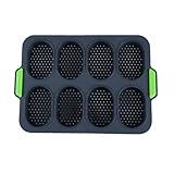 Veemoon Backform für Französische Brötchen aus Lebensmittelechtem Silikon 8 Schlitze Hitze und Kältebeständig Antihaftbeschichtet Flexibel für Backofen Geschirrspüler und Kühlschrank