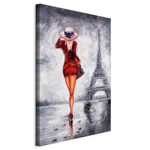 Toile colorée Paris sous la pluie pour décoration murale d'un salon élégant et chaleureux