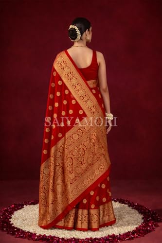 Image of Women's Soft Silk Style Jacquard Saree with Rich Zari Woven Border & Pallu | 5.6 Mtr Saree with 0.8 Mtr Unstitched Blouse