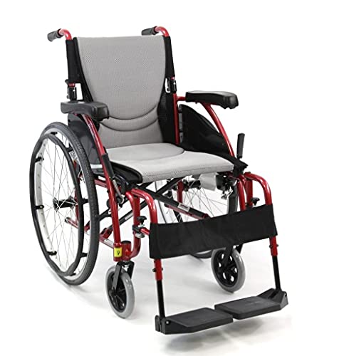 Karman S-115 25 lbs Ultra Light Ergonomic Wheelchair with Removable Footrest Red Color