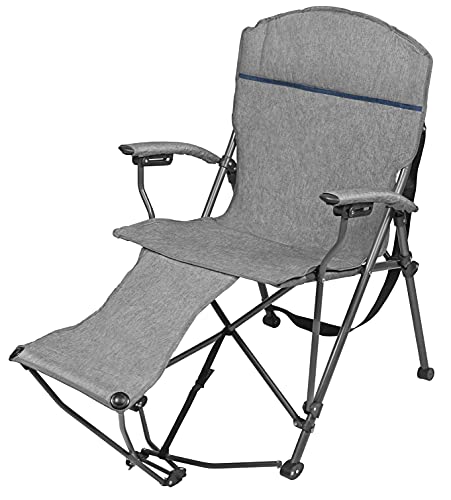 Zenithen Portable Outdoor Folding Chair with Foot Rest, Gray - Perfect for Camping, Outdoor Activities, Sporting Events, and Patio Furniture