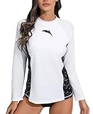 Halcurt UV Shirt Damen Langarm Rash Guard mit BH UPF 50+ Sonnenschutz Badeshirt Bademode Schnell Trocknender Surf Schwimmshirt XL