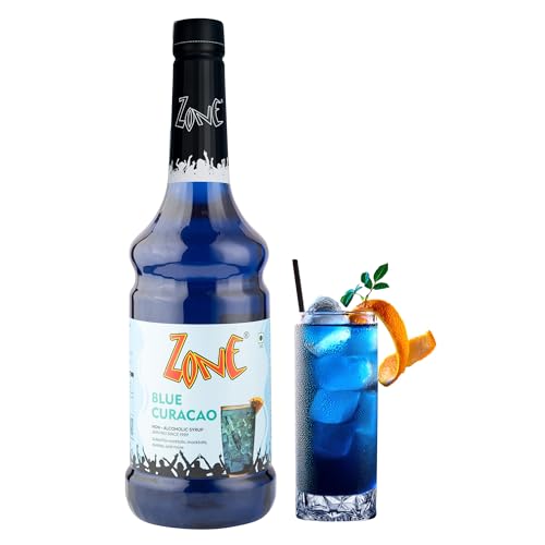 Image of Zone Blue Curacao Flavoured syrup 1000ml - Tropical Blue Citrus syrup for Mocktails, Cocktails, Coolers, Sodas, Lemonades & Summer Drinks | 1 Litre - More Servings, Perfect For Cafe Restaurants & Professional Use
