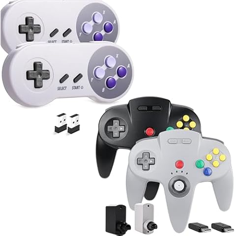 Wireless SNES USB Controller + Wireless N64 Switch Controller Compatible for Switch Console, N64 Console, PC and Raspberry Pi Cover