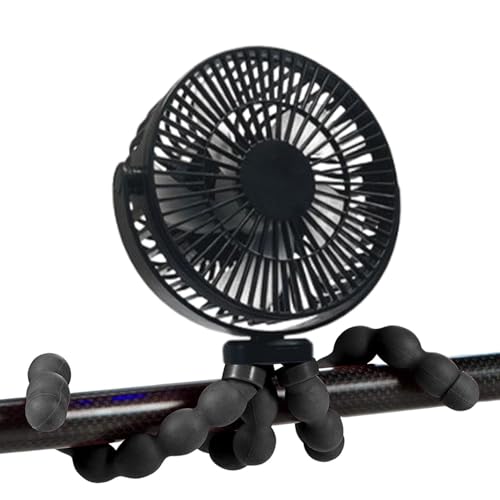Kixolazr Ventilador de cochecito operado por baterías, clip en ventilador para cochecito | Ventilador personal de mano giratoria 1800mah | 5 velocidades ajustables enfriador de cunas de asiento del