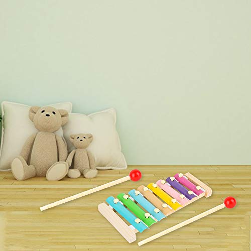 Geen slabbetje, xylofoon voor kinderen, muziekinstrument, met kinderbeveiliging, regenboogkleuren, speelgoed van hout… - Image 6