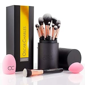 17 Piece Professional Makeup Brush Set: Make up brushes with Case, Beauty Blender, Brush Cleaner, Product Guide and Gift Box
