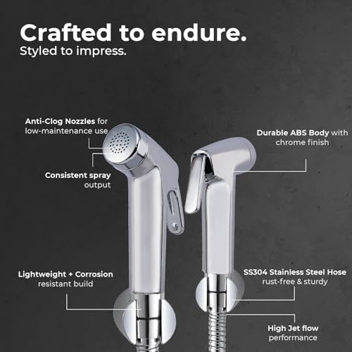 Image of Mila Health Faucet Pixflow | ABS Chrome Handheld Bidet Spray| Modern Jet Spray for Toilet Hygiene | Anti-Slip Grip, Leak-Free, Easy Install | Bathroom Fitting