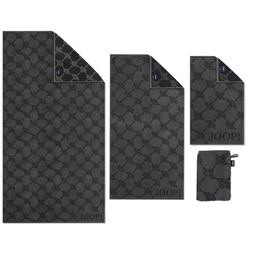 Joop! Frottiertücher Handtücher Classic Cornflower 1611 19 Anthrazit Dunkel Grau Kornblume Geblümt Frottee Baumwolle, Größe:Duschtuch 80x150 cm